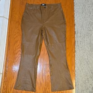 PAIGE Women's Tan Faux Leather Flare Pants (Color Dark Argan)